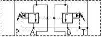 Schematic symbol: Pressure relief valve (A -> T & B -> T)